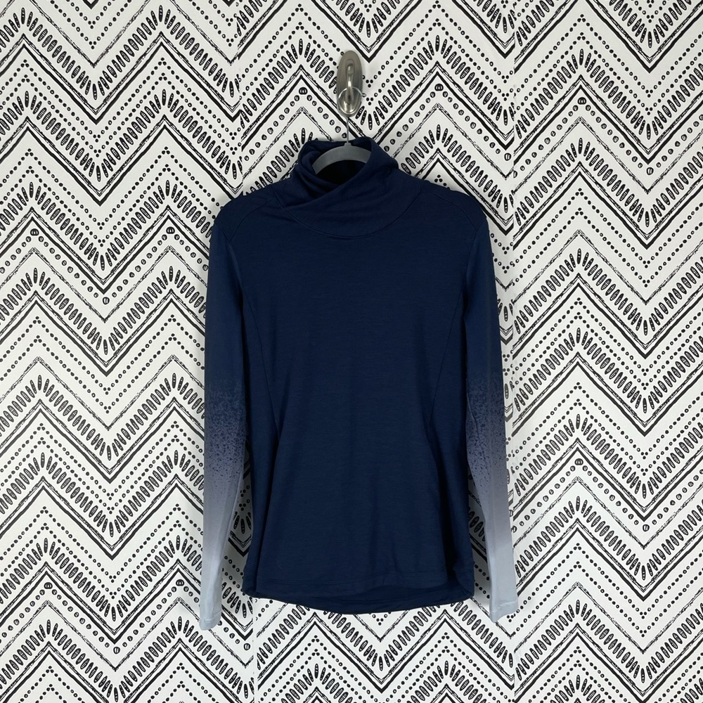 Calia by Carrie Underwood Blue Ombre Splatter Long Sleeve Mock Neck Pullover L